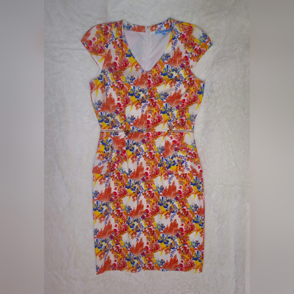 ANTONIO MELANI Colorful Floral Midi Dress